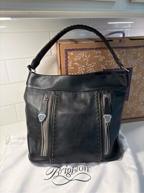 BRIGHTON Black Geary Hobo style Handbag with bag and box